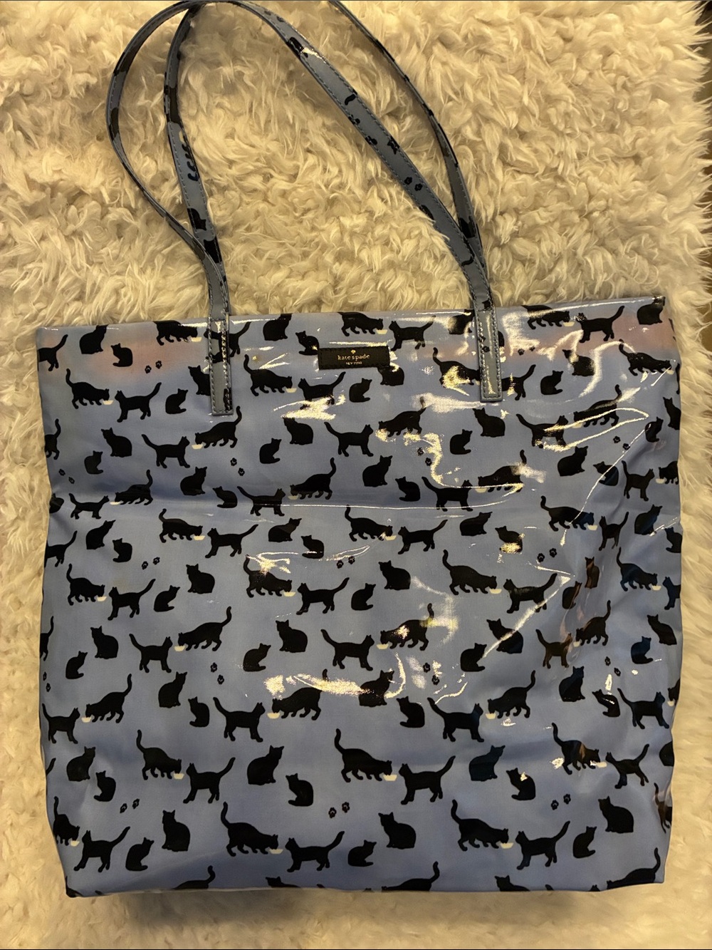 kate spade Light Blue Cat Silhouette Patent Tote